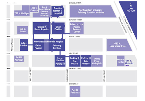 northwestern hospital memorial map medicine parking chicago campus il nm nmh locations main st huron located