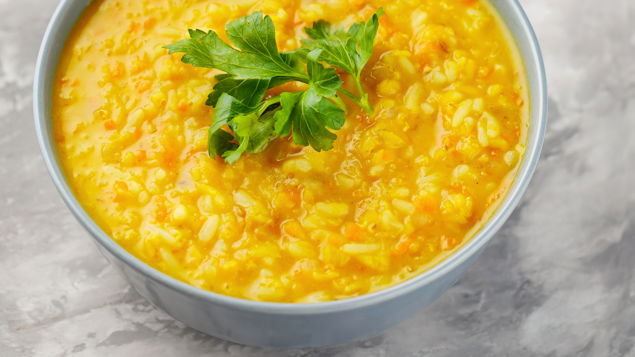 Bowl of lentil soup.
