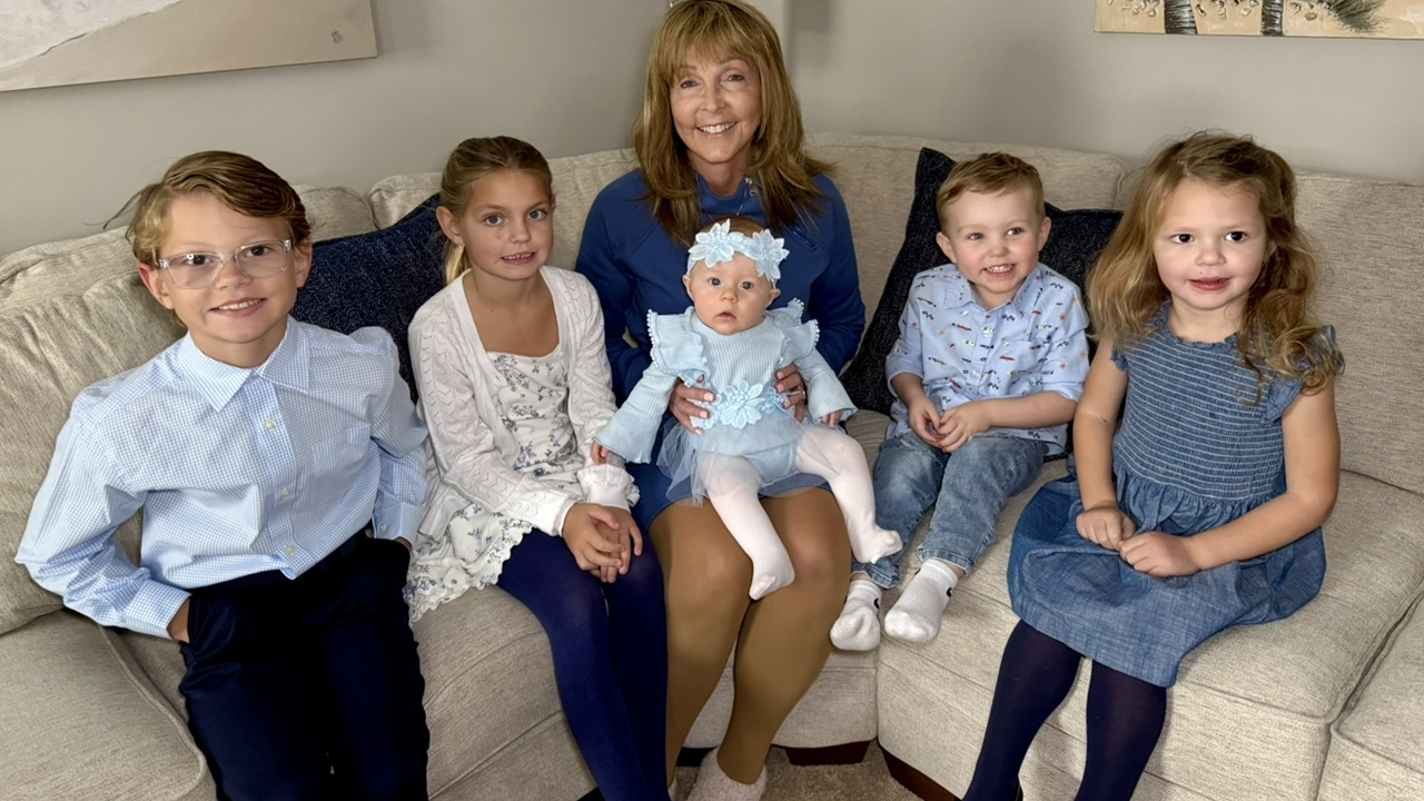 Michelle Wilcox with her five grandkids.