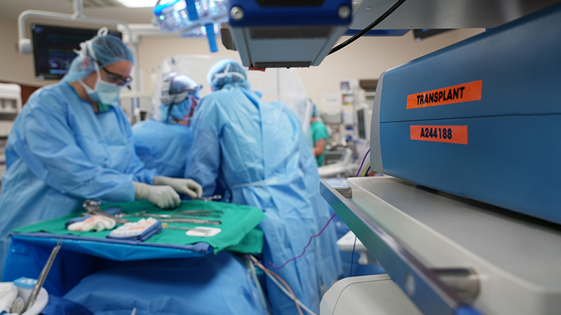A transplant case in an operating room at Northwestern Medicine.