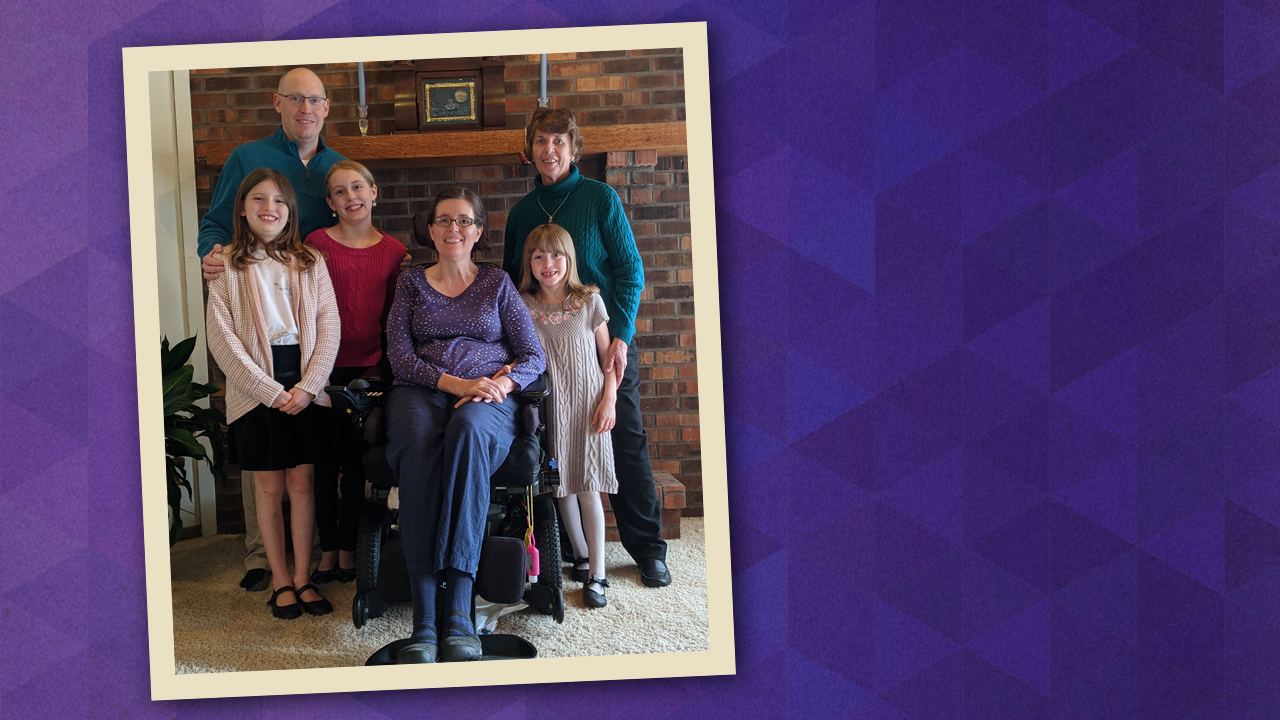 Kristin Rankin surrounded by her husband, three daughters and mother.