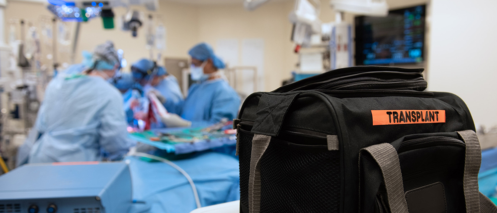 A transplant operating room.
