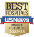 U.S. News and World Report Honor Roll badge recognizing NMH as ranked in 10 specialties