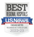 U.S. News and World Report badge recognizing Huntley, McHenry and Woodstock Hospitals as among the Chicago Metro Region's best regional hospitals