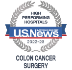 U.S. News and World Report High Performing Hospitals badge recognizing CDH in Colon Cancer Surgery