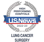 U.S. News and World Report High Performing Hospitals badge recognizing CDH in Lung Cancer Surgery