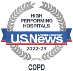 U.S. News and World Report High Performing Hospitals badge recognizing Delnor Hospital in COPD