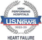 U.S. News and World Report High Performing Hospitals badge recognizing Delnor Hospital in Heart Failure