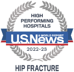 U.S. News and World Report High Performing Hospitals badge recognizing Delnor Hospital in Hip Fracture