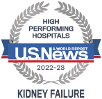 U.S. News and World Report High Performing Hospitals badge recognizing Delnor Hospital in Kidney Failure