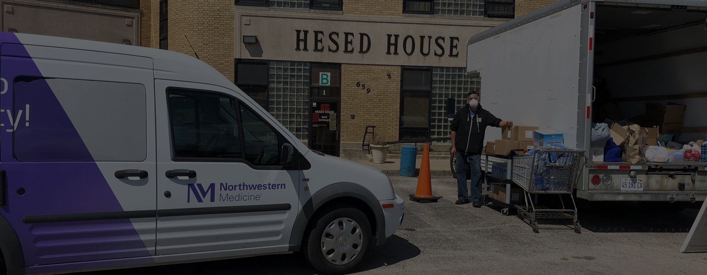 Northwestern Medicine van parked in front of Hesed House