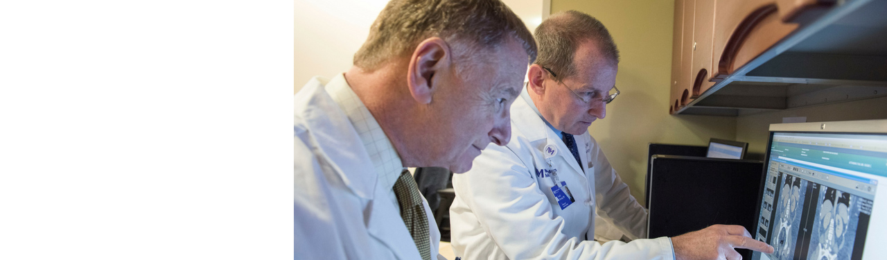 Northwestern Medicine physicians looking at scans on a computer