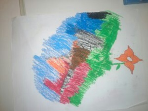 Child's drawing for a mothers love of the arts