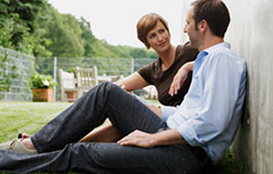 Couple sitting at park