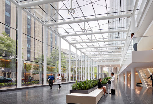 The atrium of the Simpson Querrey Institute