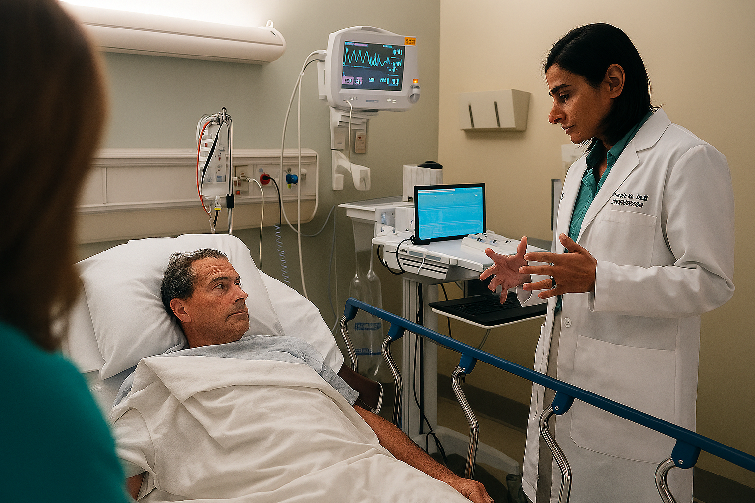 Amrita Sethi, MD, speaking with a patient in recovery