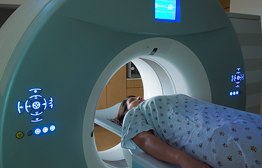 Northwestern Medicine patient laying down in PET CT scan
