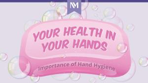 Bar of pink soap with the words "your health in your hands: importance of hand hygiene" 
