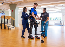 Marianjoy therapists helping patient during rehabilitation therapy session