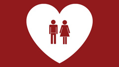 Heart graphic with man and woman