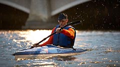 male patient canoeing with pacemaker