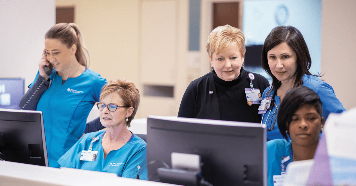 Karen Mahnke Director Operations and ACNE and Narine Milter Registered Nurse BSN in the Universal Care Center at Northwestern Medicine's Lake Forest Hospital.