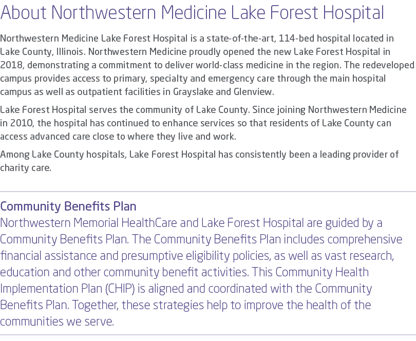 About Northwestern Medicine Lake Forest Hospital Northwestern Medicine Lake Forest Hospital is a state of the art, 11...