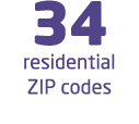 34 residential ZIP codes