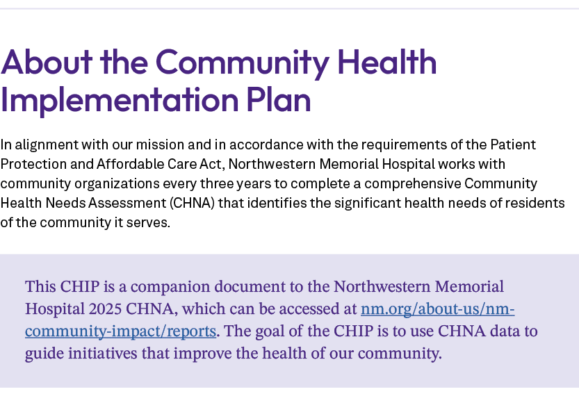 About the Community Health Implementation Plan In alignment with our mission and in accordance with the requirements ...