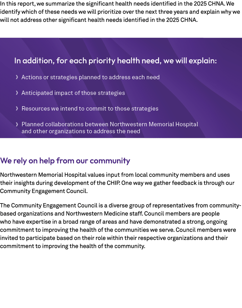 In this report, we summarize the significant health needs identified in the 2025 CHNA. We identify which of these nee...