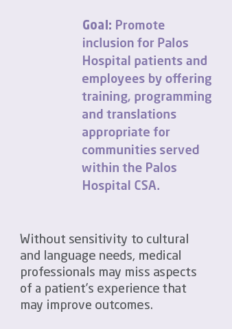 Goal: Promote inclusion for Palos Hospital patients and employees by offering training, programming and translations    
