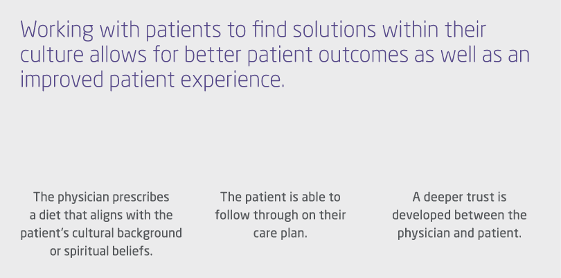 Working with patients to find solutions within their culture allows for better patient outcomes as well as an improve   