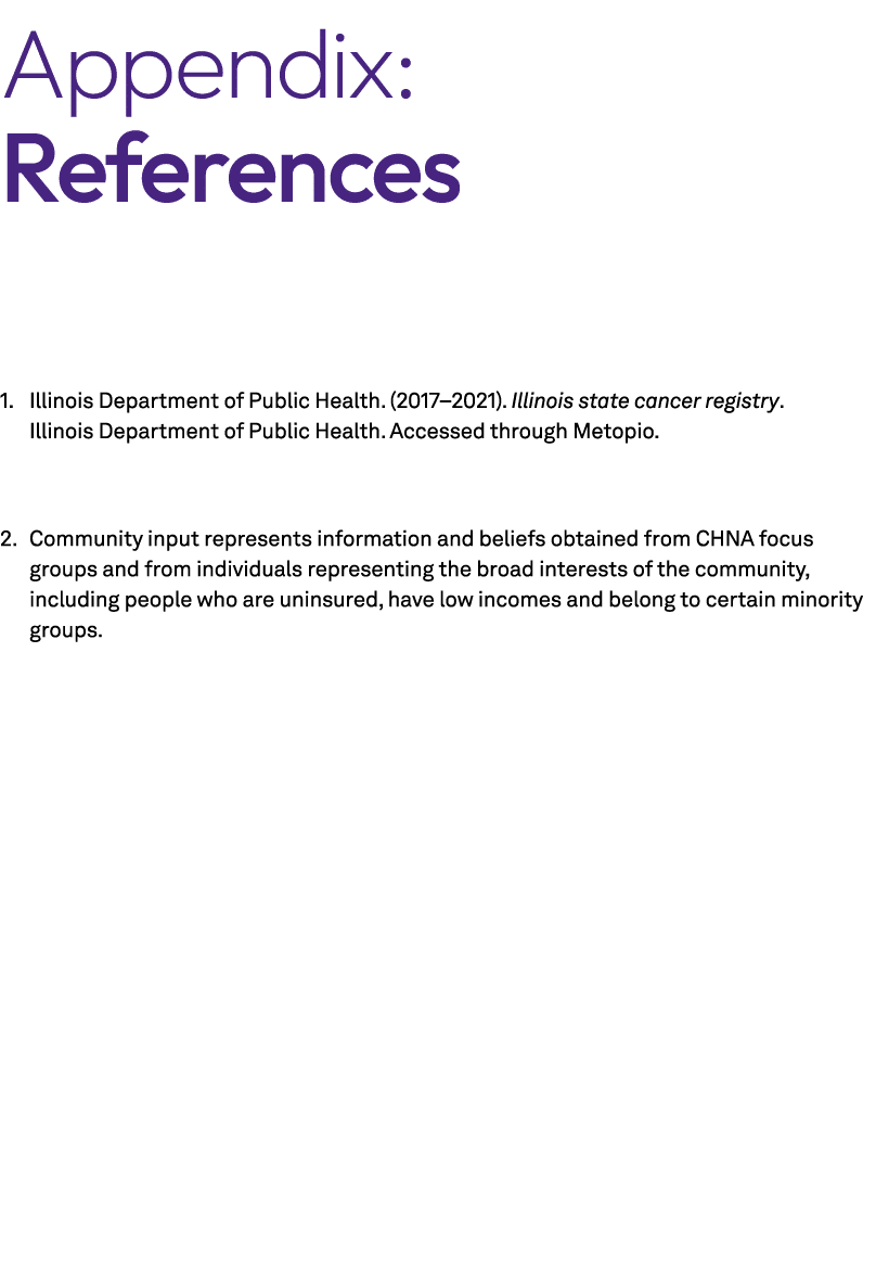Appendix: References 1. Illinois Department of Public Health. (2017–2021). Illinois state cancer registry. Illinois D...