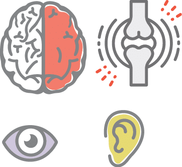 Vector Alzheimer icon in modern style. Medical editable illustration in gray, blue and green colors isolated on white background. Useful element for logotype, symbol, pictogram and ad graphic design.