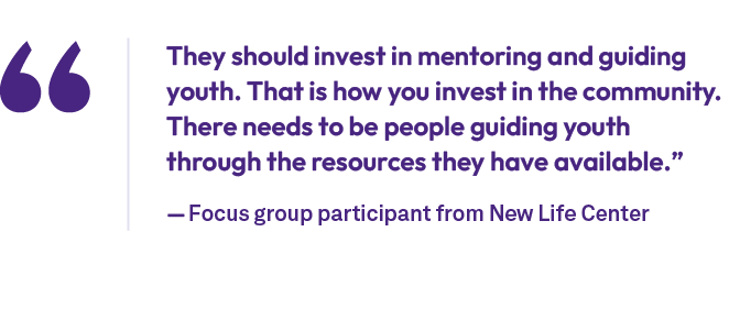 They should invest in mentoring and guiding youth. That is how you invest in the community. There needs to be people ...