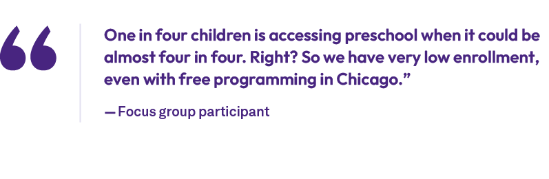 One in four children is accessing preschool when it could be almost four in four. Right? So we have very low enrollme...
