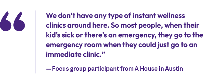 We don’t have any type of instant wellness clinics around here. So most people, when their kid’s sick or there’s an e...