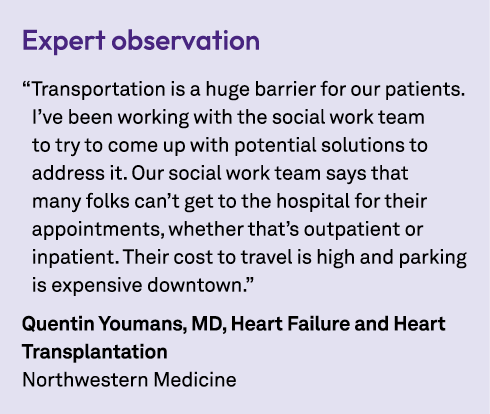 Expert observation “Transportation is a huge barrier for our patients. I’ve been working with the social work team to...