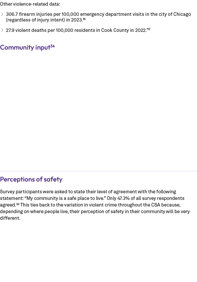 Other violence related data: • 306.7 firearm injuries per 100,000 emergency department visits in the city of Chicago ...
