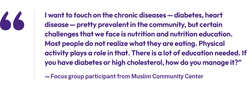 I want to touch on the chronic diseases — diabetes, heart disease — pretty prevalent in the community, but certain ch...