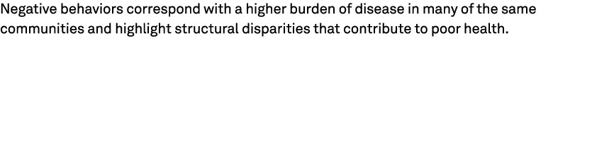 Negative behaviors correspond with a higher burden of disease in many of the same communities and highlight structura...