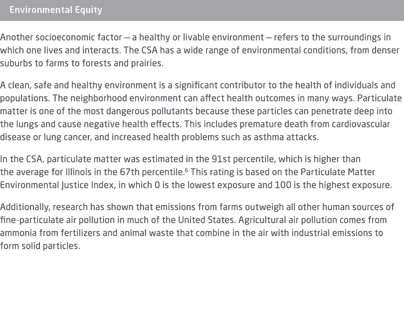 ￼ Another socioeconomic factor — a healthy or livable environment — refers to the surroundings in which one lives and...