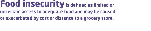 Food insecurity is defined as limited or uncertain access to adequate food and may be caused or exacerbated by cost o...