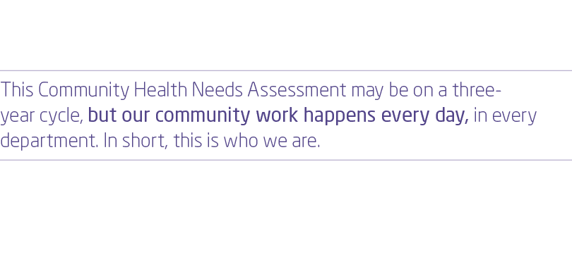  This Community Health Needs Assessment may be on a three year cycle, but our community work happens every day, in ev...
