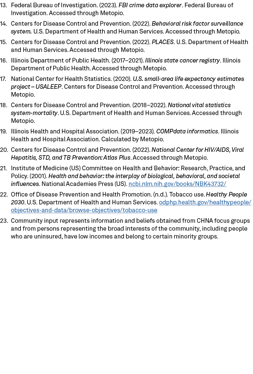 13. Federal Bureau of Investigation. (2023). FBI crime data explorer. Federal Bureau of Investigation. Accessed throu...