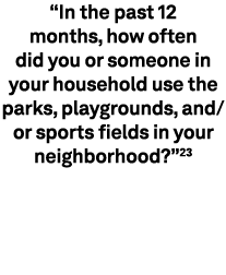 “In the past 12 months, how often did you or someone in your household use the parks, playgrounds, and/or sports fiel...