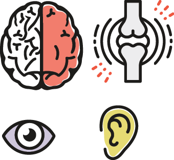 Vector Alzheimer icon in modern style. Medical editable illustration in gray, blue and green colors isolated on white background. Useful element for logotype, symbol, pictogram and ad graphic design.