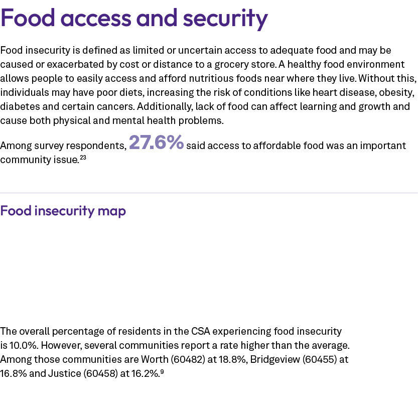 Food access and security Food insecurity is defined as limited or uncertain access to adequate food and may be caused...