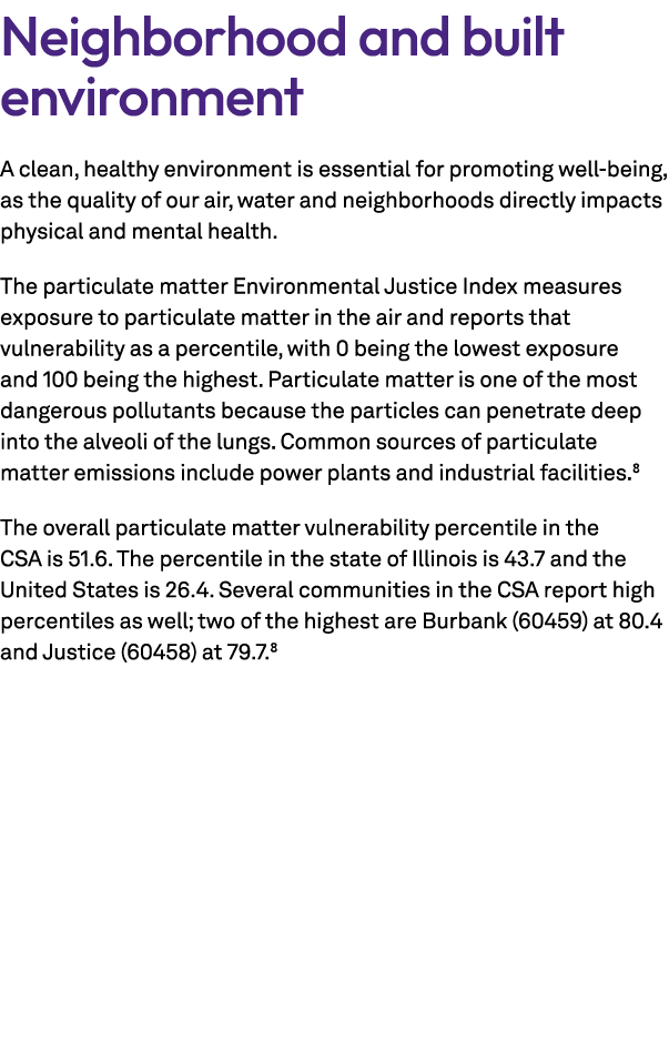 Neighborhood and built environment A clean, healthy environment is essential for promoting well being, as the quality...