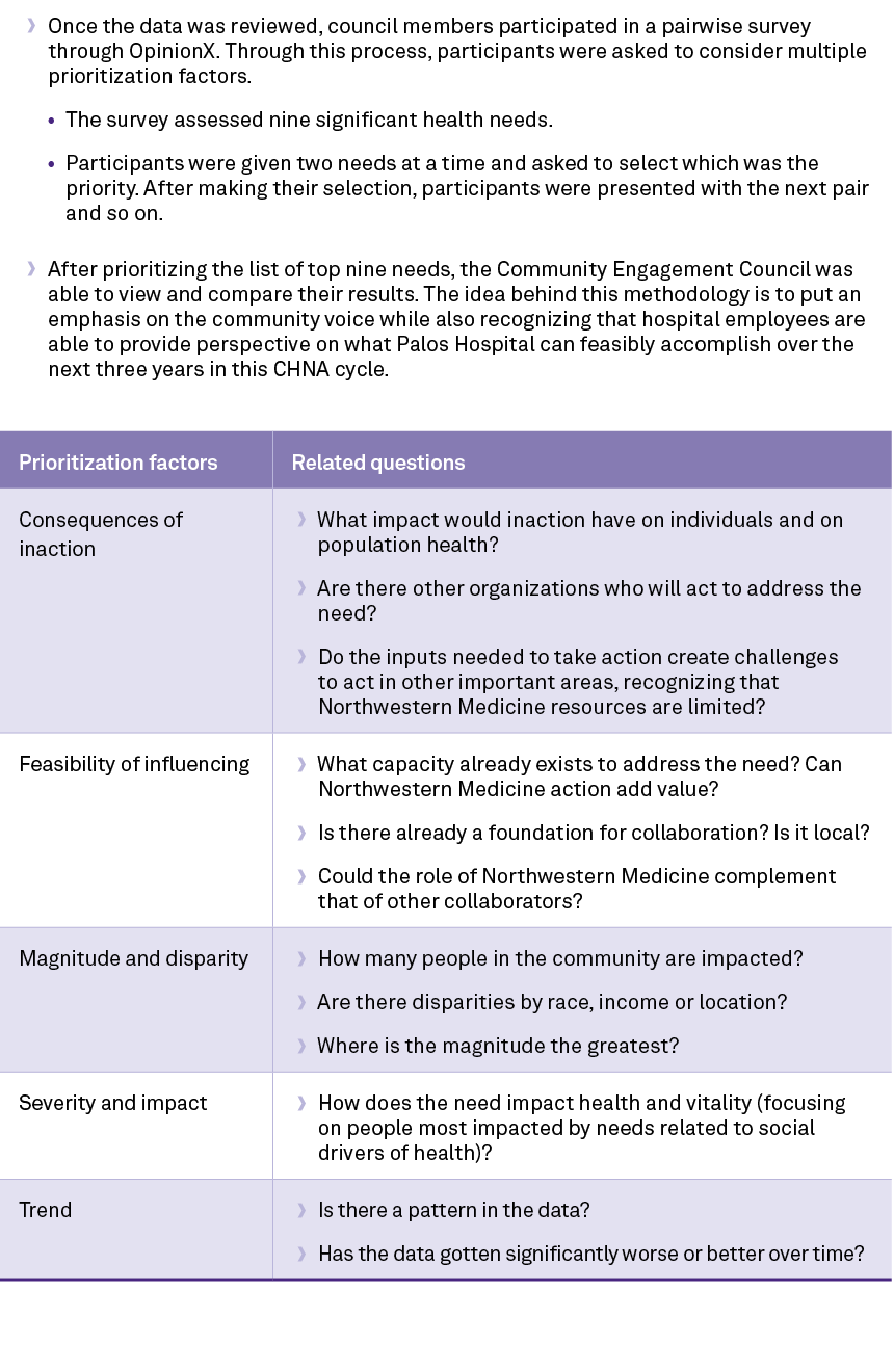 • Once the data was reviewed, council members participated in a pairwise survey through OpinionX. Through this proces...